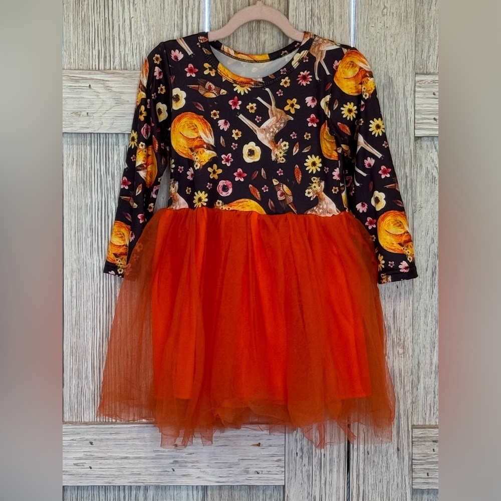Boutique Dress W/Tulle Overlay Sz 3T  perfect for Fall or Thanksgiving